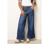 Blue Vanilla Multi Stretch Side Stripe Deep Waistband Trousers - L - Blue