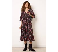 Blue Vanilla Women's Multi Three Quarter Sleeve V-neck Midi Dress | Size: Large/XL