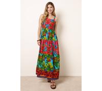 Blue Vanilla Multi Tropical Beaded Detailed Tiered Maxi Dress Multi S