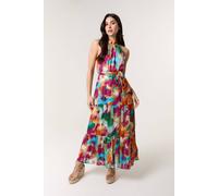 Blue Vanilla Multi Watercolour Halter Neck Maxi Dress Multi 8