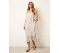 Blue Vanilla Off White Natural Textured Dress With Bead Details In Cream Cream One Size