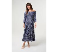 Blue Vanilla Women's Navy Bardot Coconut Button Maxi Dress | Size: Small Blue Vanilla Navy S