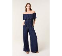 Blue Vanilla Navy Bardot Tie Waist Jumpsuit Navy S