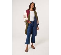 Blue Vanilla Navy Blanket Stitch Detailed Colourblock Cardigan Navy S/M