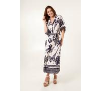 Blue Vanilla Navy Butterflies & Tropical Printed Abstract Shirt Dress Navy S/M