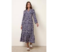 Blue Vanilla Button Front Collared Midi Dress - L-XL - Navy