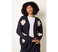 Blue Vanilla Women's Navy Daisy Large Flower Cardigan | Size: S/M Blue Vanilla Navy S/M