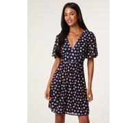 Blue Vanilla Navy Ditsy Floral V Neck Tie Back Mini Dress Navy XL