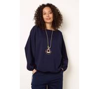 Blue Vanilla Navy Elasticated Batwing Necklace Jersey Top Navy
