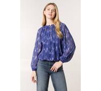 Blue Vanilla Navy Half Zip Puffball Blouse Navy S