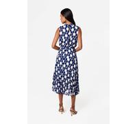 Blue Vanilla Navy High Neck Geometric Print Pleated Dress Navy M