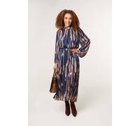 Blue Vanilla Women's Navy High Neck Printed Dress With Elasticated Waist | Size: Small Blue Vanilla Navy S