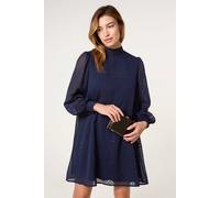 Blue Vanilla Navy Long High Neck Shift Dress Slip On Turtleneck Mini Navy