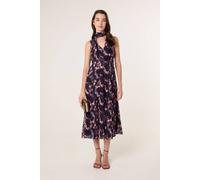 Blue Vanilla Luxe Tie V Neck Sleeveless Dress - UK 8 - Navy