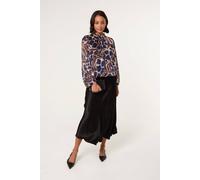 Blue Vanilla Navy Metallic Stripe Puffball Blouse Multi S/M