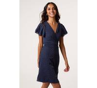 Blue Vanilla Rhinestone Diamante Wrap Dress - L - Navy