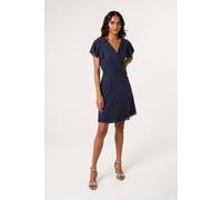 Blue Vanilla Women's Navy Rhinestone Diamante Wrap Dress | Size: Small Blue Vanilla Navy S