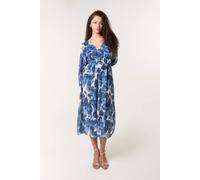 Blue Vanilla Navy Ring Belt Print Dress Navy L