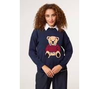 Blue Vanilla Round Neck Bear Jumper - S-M - Navy