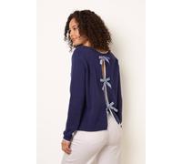 Blue Vanilla Women's Navy Back Bow Jumper | Size: Medium/Large Blue Vanilla Navy M/L