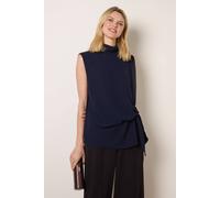 Blue Vanilla Sleeveless Cowl Tie Front Chiffon Blouse - M-L - Navy