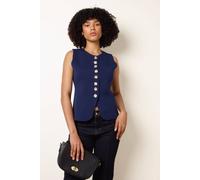 Blue Vanilla Navy Sleeveless Ribbed Button-Front Vest Navy S/M