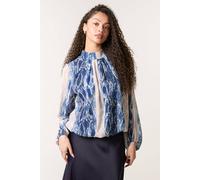Blue Vanilla Navy Snake Skin High Neck Blouse Navy M/L