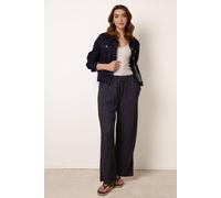 Blue Vanilla Navy Spot Print Crinkle Wide Leg Trousers Navy M