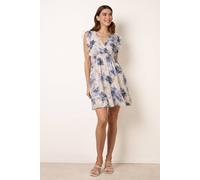 Blue Vanilla Tropical Dress With Leaf Print - M - Navy