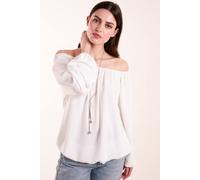 Blue Vanilla Necklace Bardot Elasticated Top In Ivory Ivory S/M
