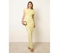 Blue Vanilla Off Shoulder Ruched Maxi Dress - UK 6 - Light Yellow