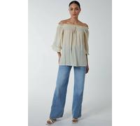 Blue Vanilla Off Shoulder Tie Front Top In Stone Stone S