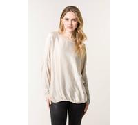 Blue Vanilla Off White Long Long Sleeve Satin Feel Top Slip On Round Off White