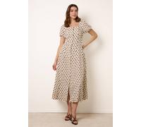 Blue Vanilla Off White Milkmaid Polka Dot Puff Sleeve Dress In Cream Cream 12