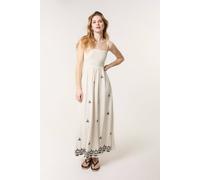 Blue Vanilla Women's Off White Shirred Bandeau Linen Maxi Dress in Cream | Size: Large Blue Vanilla Cream L