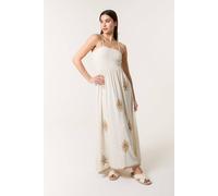 Blue Vanilla Off White Shirred Maxi Dress In Cream Cream L