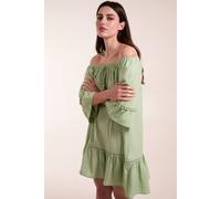 Blue Vanilla On Off Shoulder Tunic Dress In Green Green S/M