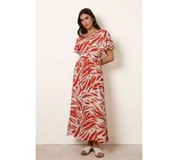 Blue Vanilla Women's Orange Dress With Brushstroke Leaf Print | Size: Medium Blue Vanilla Multicolor M