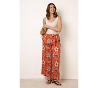 Blue Vanilla Women's Orange Paper Bag Tie Waist Wide Leg Trousers | Size: Small Blue Vanilla Orange S