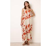 Blue Vanilla Floral Print Wide Leg Jumpsuit - M-L - Orange