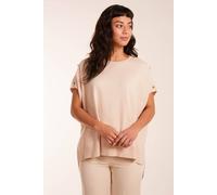 Blue Vanilla Women's Oversized Button Shoulder Top in Stone | Size: Medium/Large
