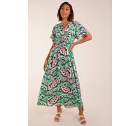 Blue Vanilla Oversized Paisley A Line Dress In Green Green S