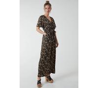 Blue Vanilla Paisley Floral Tie Waist Jumpsuit In Black Black S
