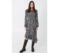 Blue Vanilla Women's Paisley Long Sleeve Asymmetric Midi Dress in Black | Size: 10