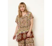 Blue Vanilla Paisley Print Embellished Tie Front Top - M - Multicoloured