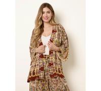 Blue Vanilla Paisley Print Kimono With Embellishment - One Size - Multicoloured