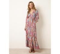 Blue Vanilla Paisley Print V Neck Maxi Dress - S-M - Multicoloured