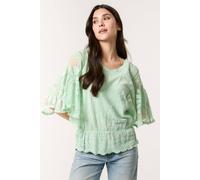 Blue Vanilla Women's Pale Green Sun Flower Lace Sleeve Blouse | Size: S/M Blue Vanilla Pale Green S/M