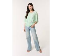 Blue Vanilla Pale Green Sun Flower Lace Sleeve Blouse Pale Green M/L