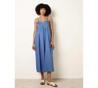 Blue Vanilla Palm Tree Embroidery Smock Dress - L - Blue